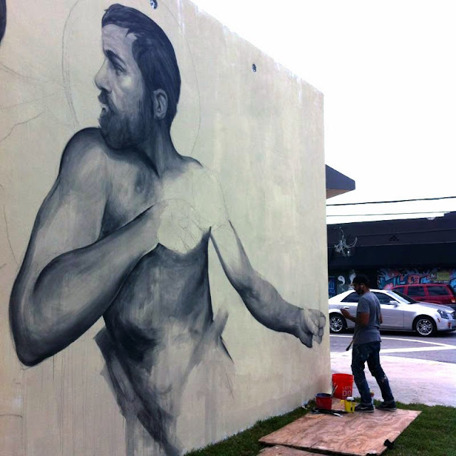 Work In Progress By Evoca1 On The Streets Of Miami, Florida For Art Basel 2013. 1