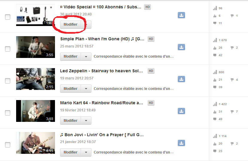 comment modifier youtube