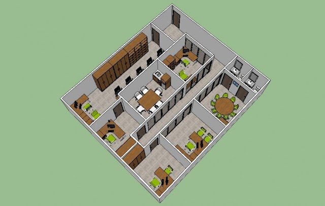 3D LAYOUT PLAN DETAILS OF ORCES CORPORATE OFFICE CAD DRAWING DETAILS DWG FILE