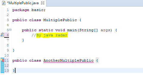 Java Radar: Can we keep more than one class in a single java source file?