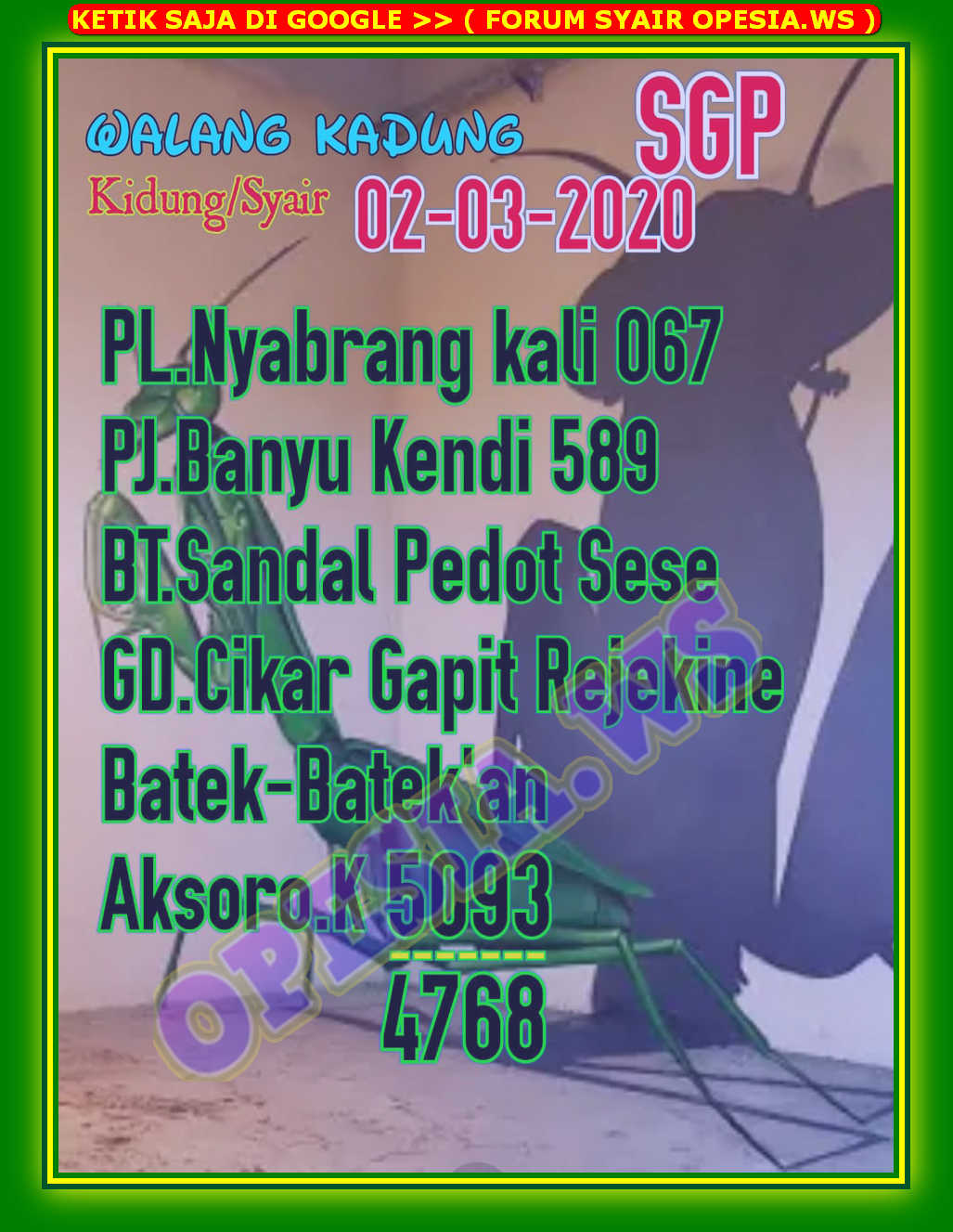 1 New Message Kode Syair Singapore 2 Maret 2020 Forum Syair Togel Hongkong Singapura Sydney