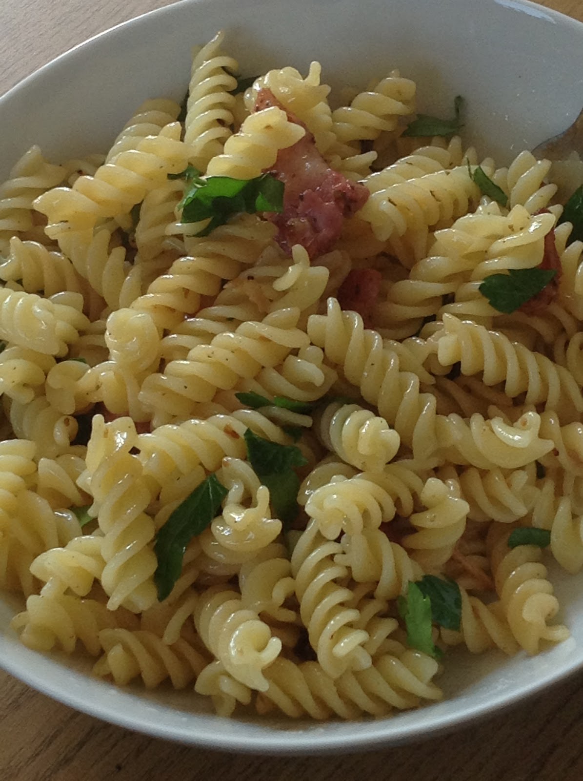 StrawCherry Pasta with Pancetta, Chilli and Lemon