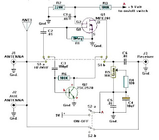 VHF UHF HF active antenna electronic circuit project with explanation