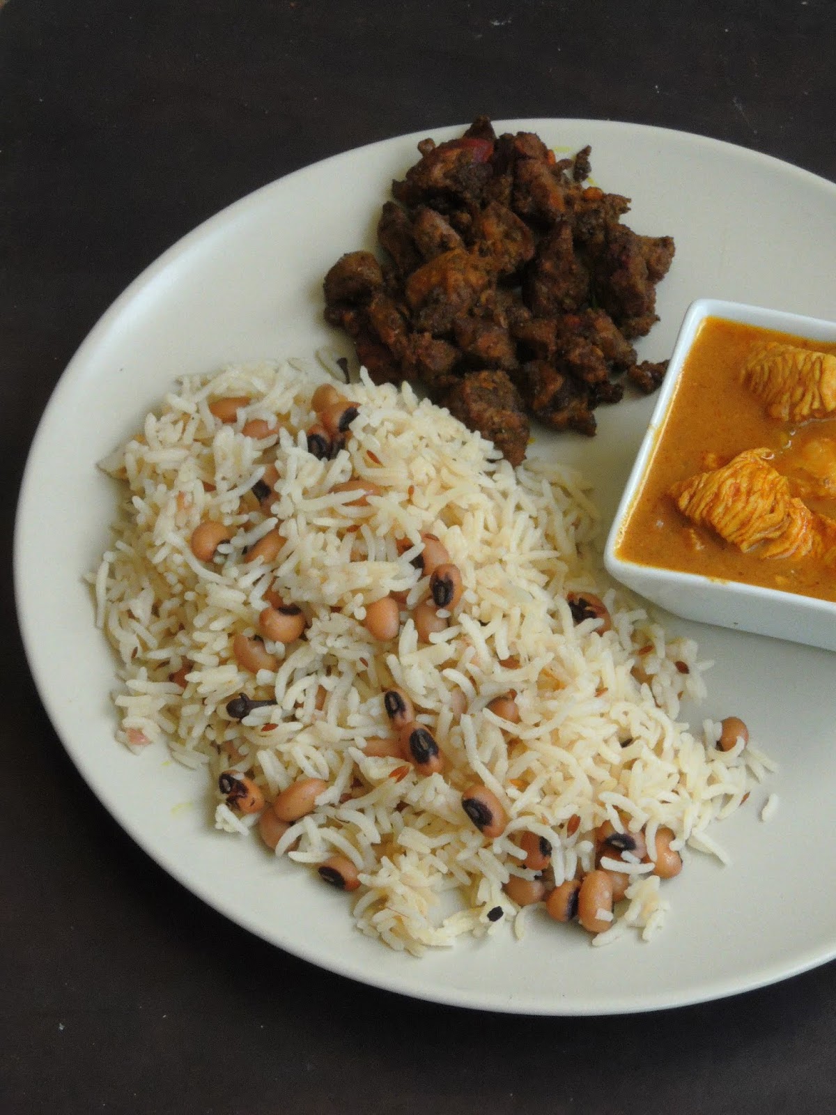 Priya's Versatile Recipes Vegan Blackeyed Peas Cumin Rice/Jeera Lobia