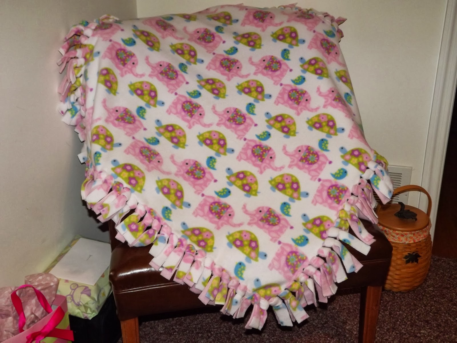 Nanny's Pansy Patch No Sew Baby Blanket