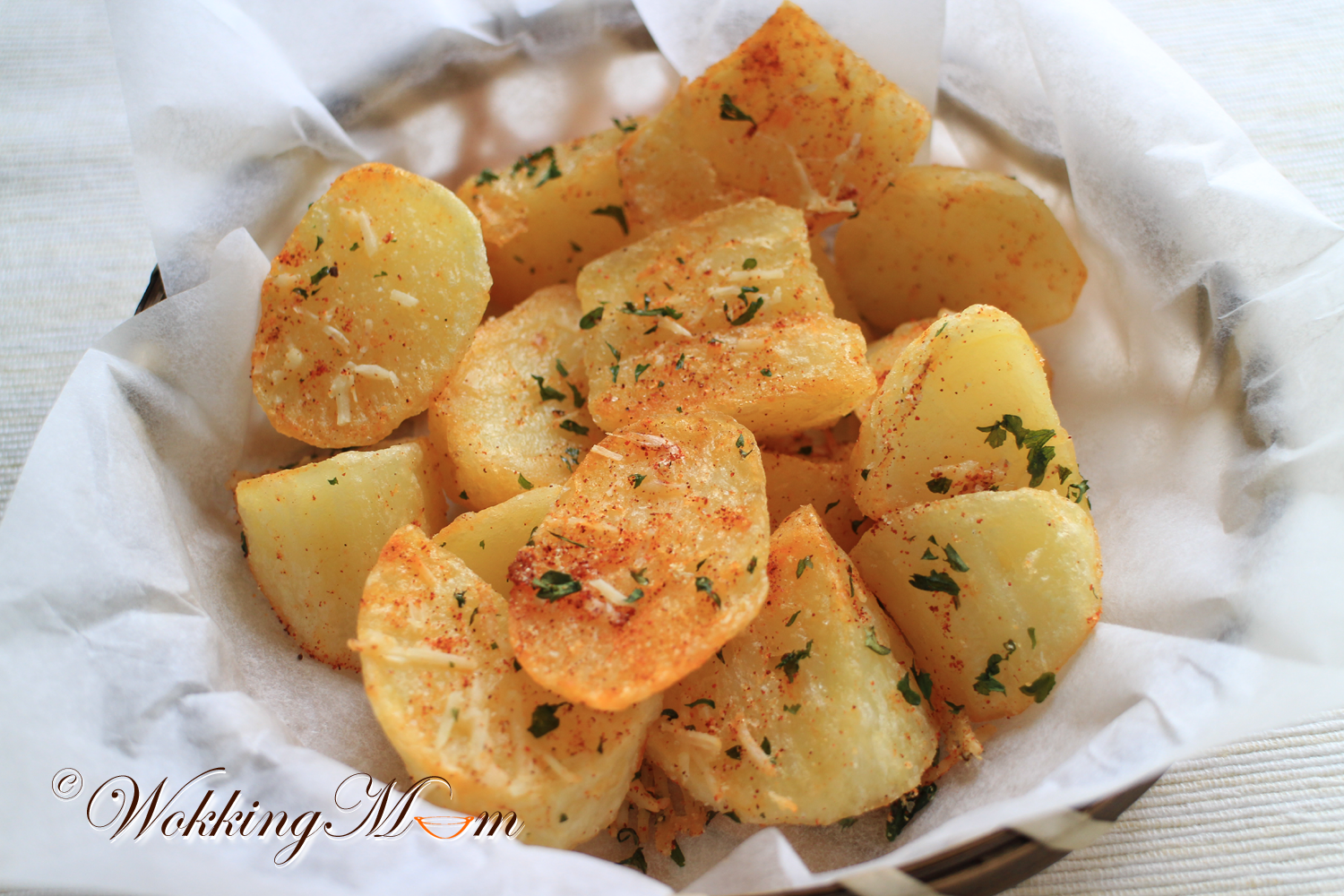 Let's get Wokking! Fried Potato Wedges with Paprika and Cheese