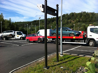 Skrotning av bil Fjärås.