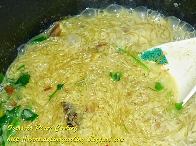 Dried Fish and Sotanghon with Coconut Milk - Cooking Procedure