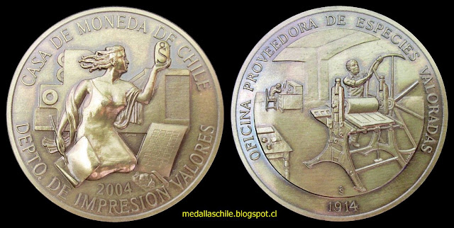 Medalla Depto de Impresión Valores CASA DE MONEDA DE CHILE