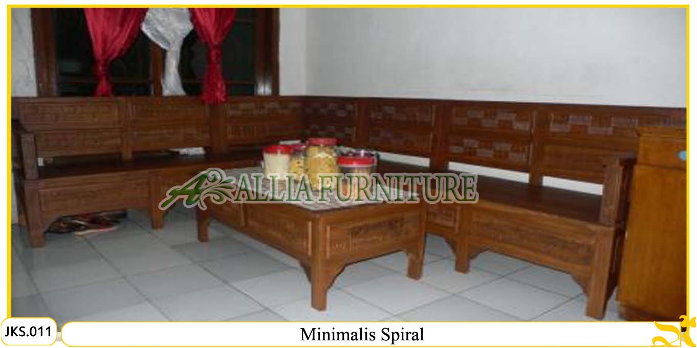 Kursi Sudut Tamu Ukiran Minimalis Spiral Allia Furniture