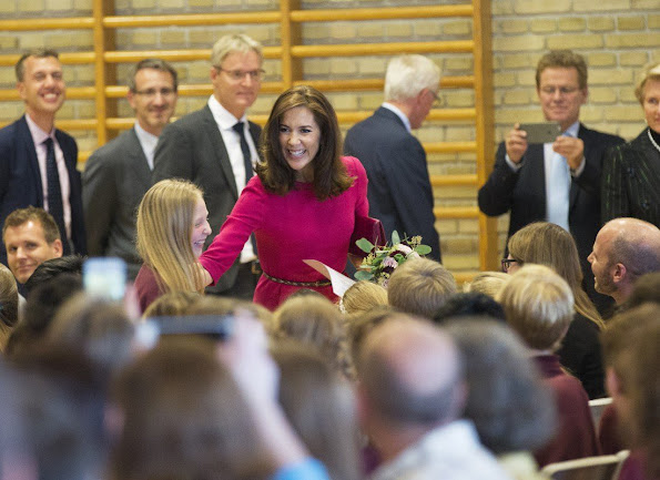 Crown Princess Mary chose a Goat Nesta Wool-Crepe Dress in Fuchsia for Global Education opening ceremony