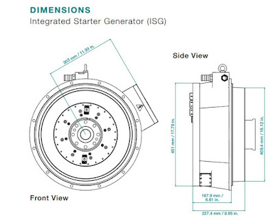 Габаритные и установочные размеры интегрированного пускового генератора (ISG)