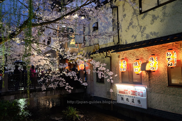 คลอง Takase-gawa Kyoto sakura light up