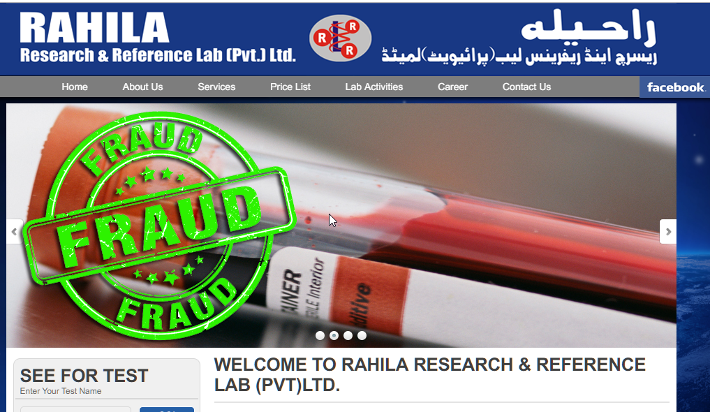 Rahila Laboratory Medical Test Fraud