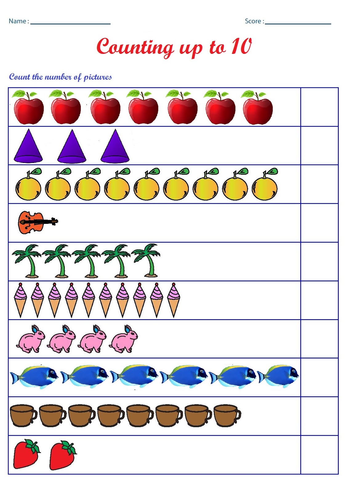 Counting 1 To 10 Worksheets