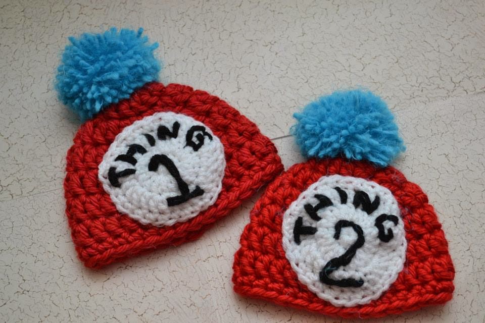 The Adventures of a Yarnaholic Mommy: Thing 1 Thing 2 Hats