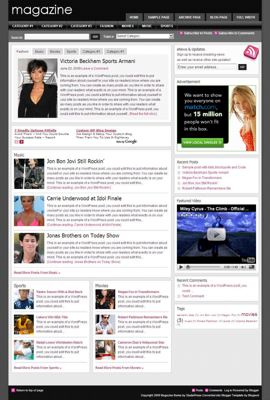 Free Studiopress Magazine Template for Blogger