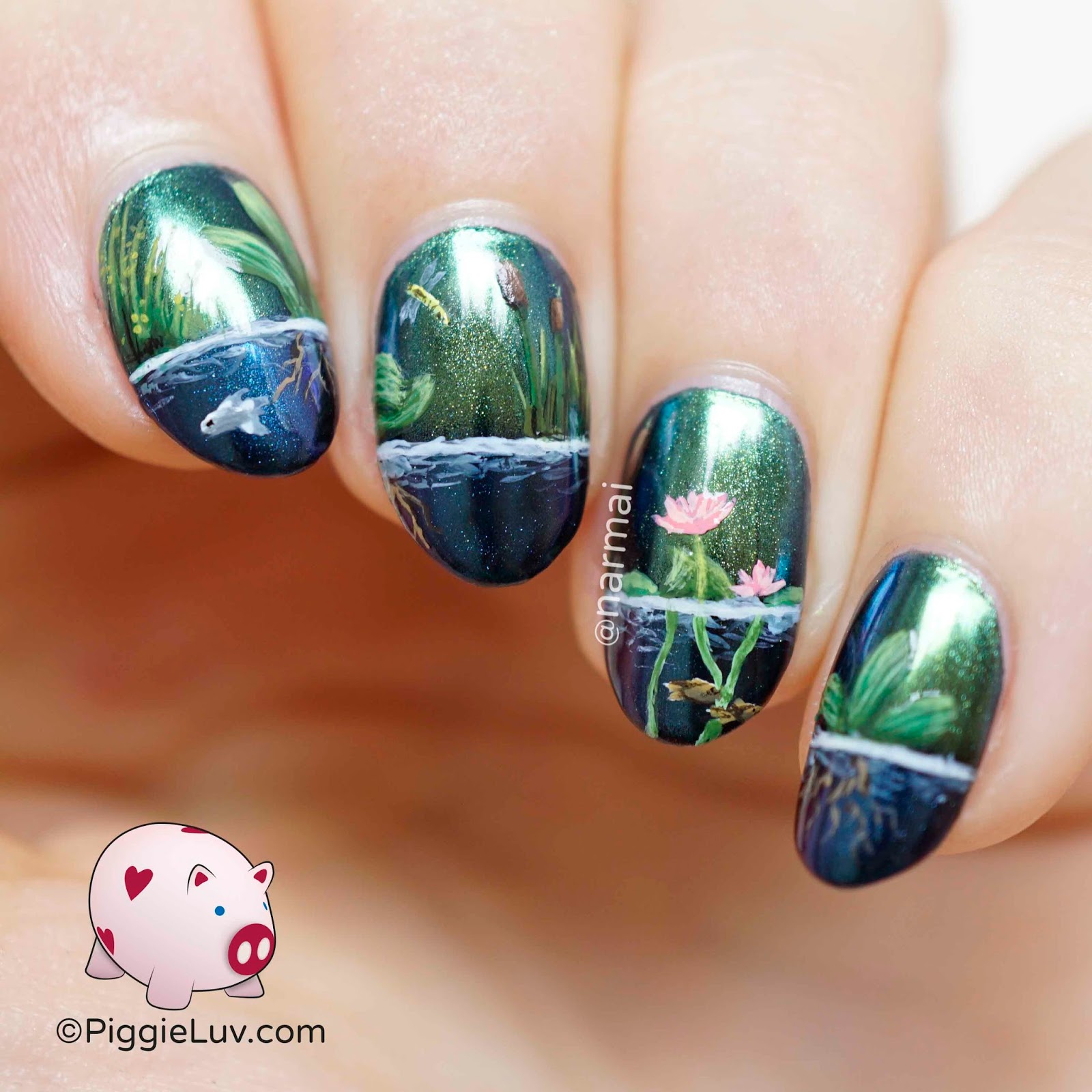 PiggieLuv Waterfront nail art