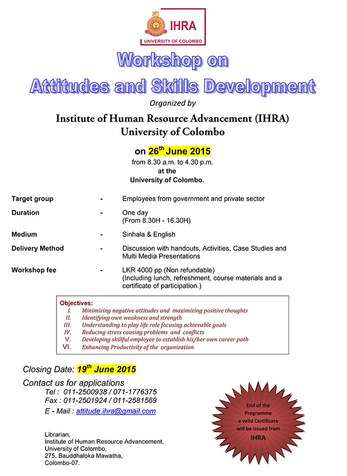 Workshop on Attitudes and Skills Development. IHRA