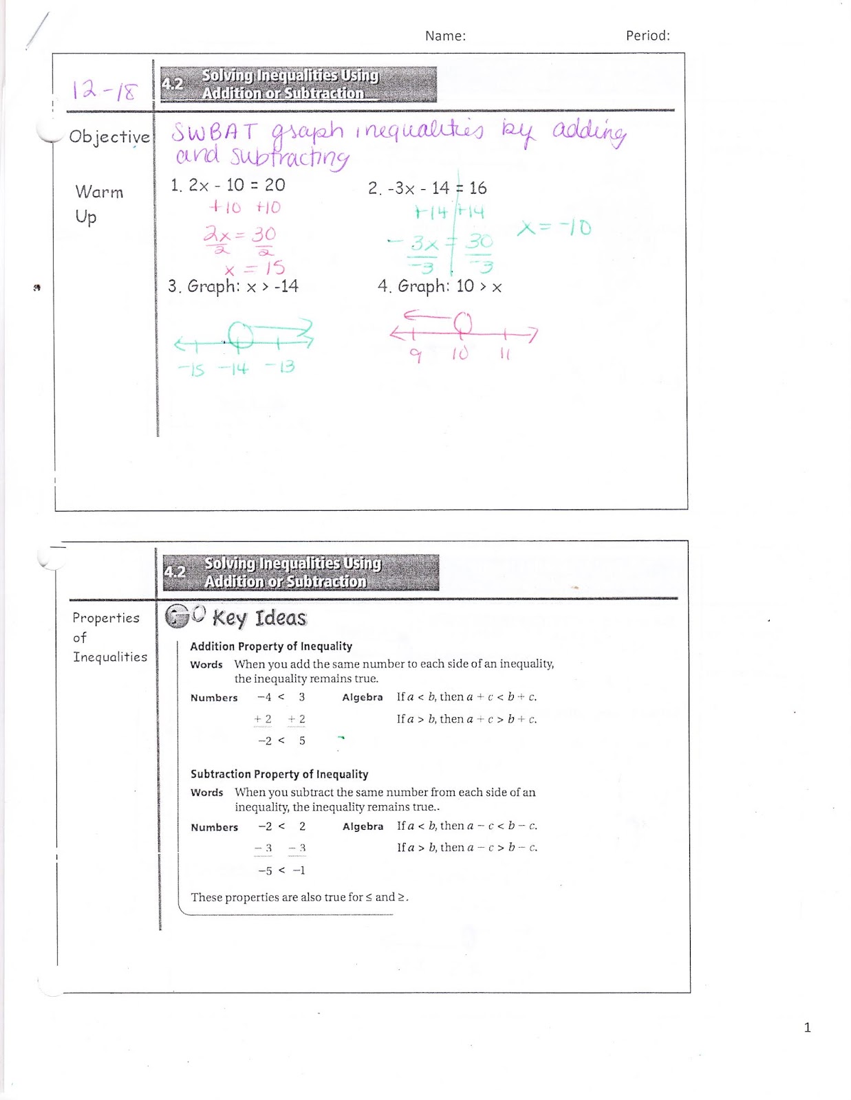 Ms. Jean's Classroom Blog: 4.2 Solving Inequalities using Addition or