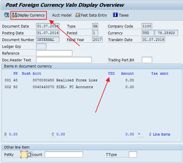 FICO FBB1 Realized foreign currency valuation process / Realized month