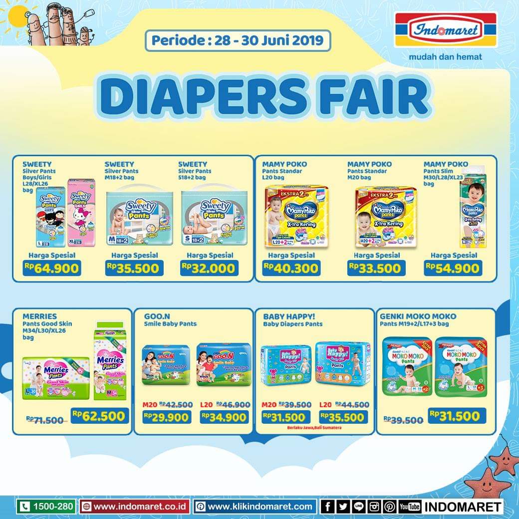 Promo INDOMARET Produk Diapers/Pampers periode 2830 Juni 2019
