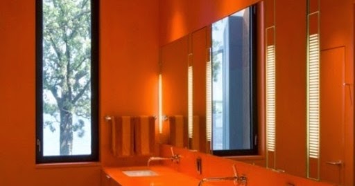 Baños decorados de color naranja - Colores en Casa