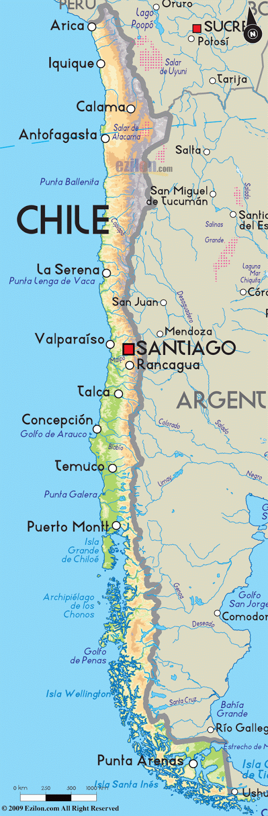 Los Amigos Viajar: Mapa de Chile