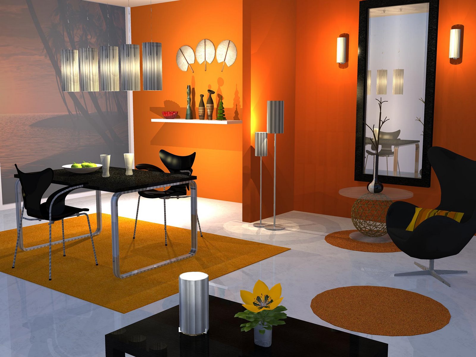 Catchy Orange Dining Room Designs with Awesome Inspiration home987