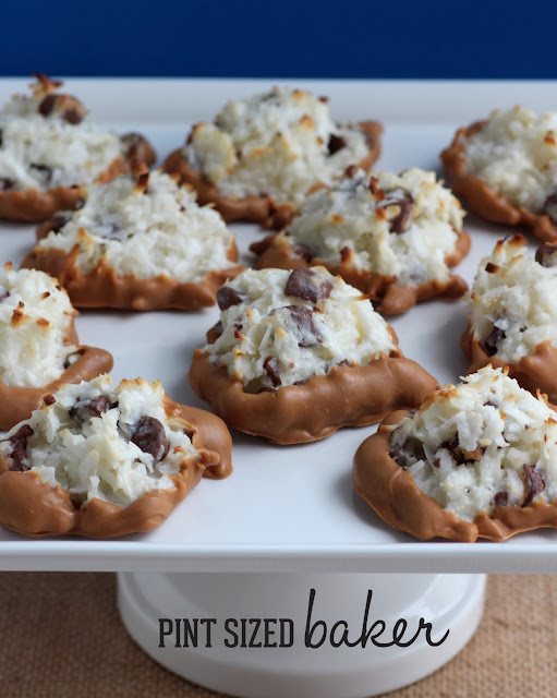 What's better than a Coconut Macaroon? Peanut Butter Macaroons! These easy cookies are loaded with PB candies and dipped into peanut butter candy coating.