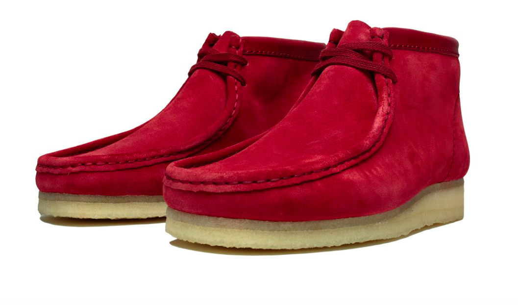 red wallabee shoes