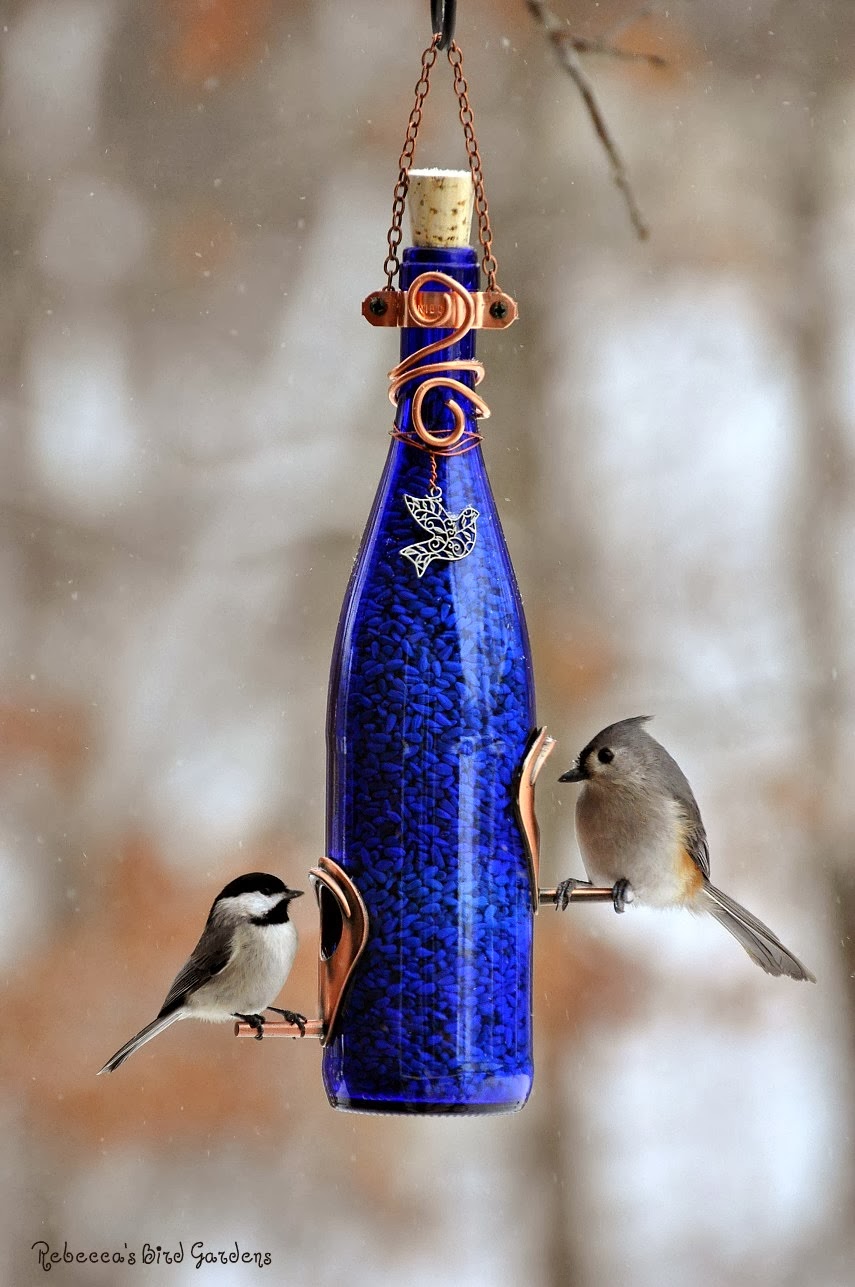 Rebecca's Bird Gardens Blog: DIY Wine Bottle Bird-Feeders