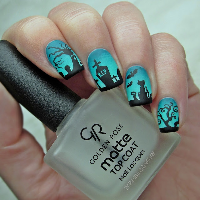 Halloween Nails 2017 Black Cat At The Cemetery Insane Nails