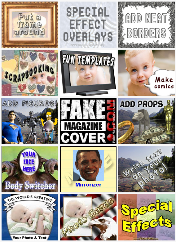 Funny photo effects Image generators Fake magazine Cover Add Frames 3d
