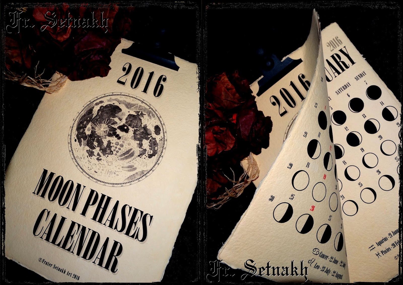 Frater Setnakh Ritual Art: Moon phases calendar 2016 / Lunar Calendar