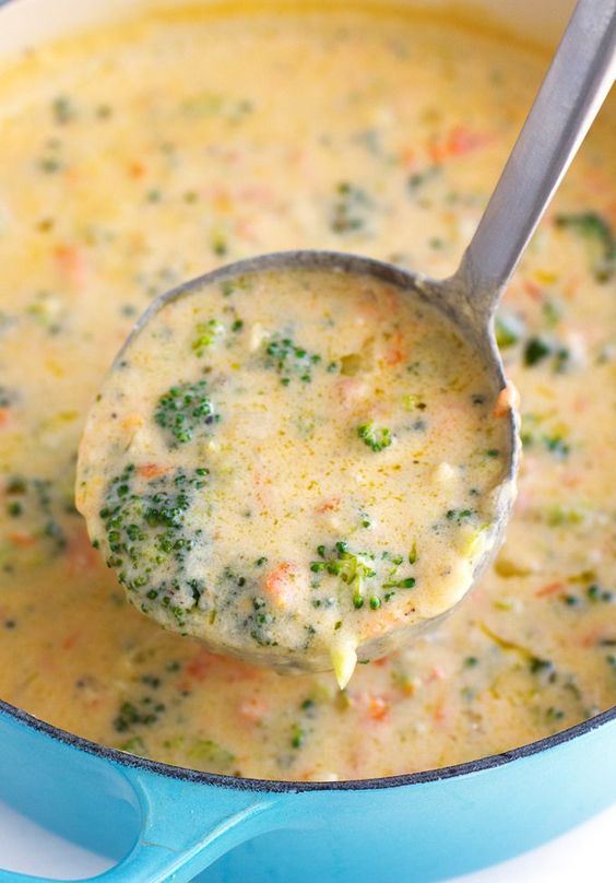 A creamy, cozy broccoli cheese soup that's loaded with cheddar cheese, broccoli and carrots. This broccoli cheese soup is better than Panera Breads version!