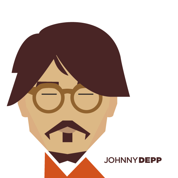 Ilustración minimalista de Johnny Depp realizada por Jag Nagra