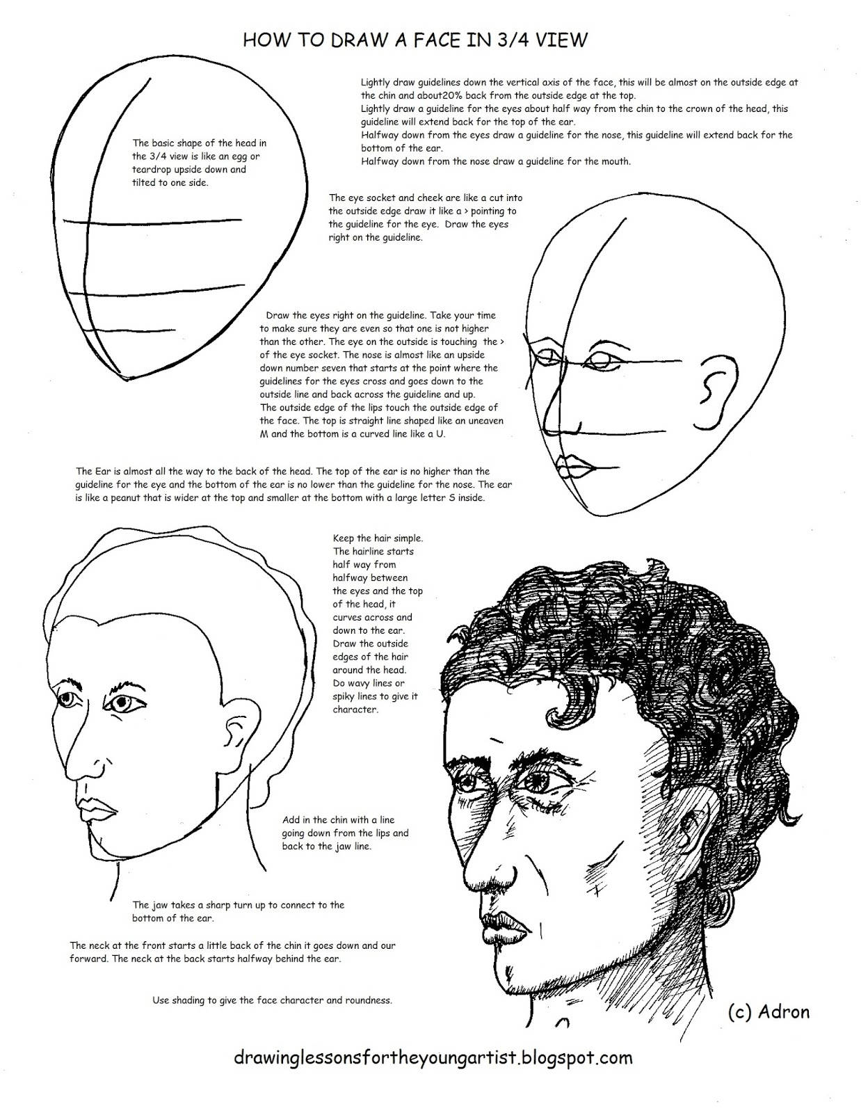 worksheet Draw The Other Half Of The Picture Worksheet how to draw worksheets for the young artist a mans face in 34 view worksheet