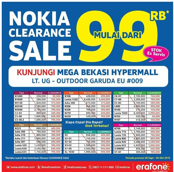 Promo Nokia Clearance Sale Diskon Harga Hingga 90% Oktober 2015