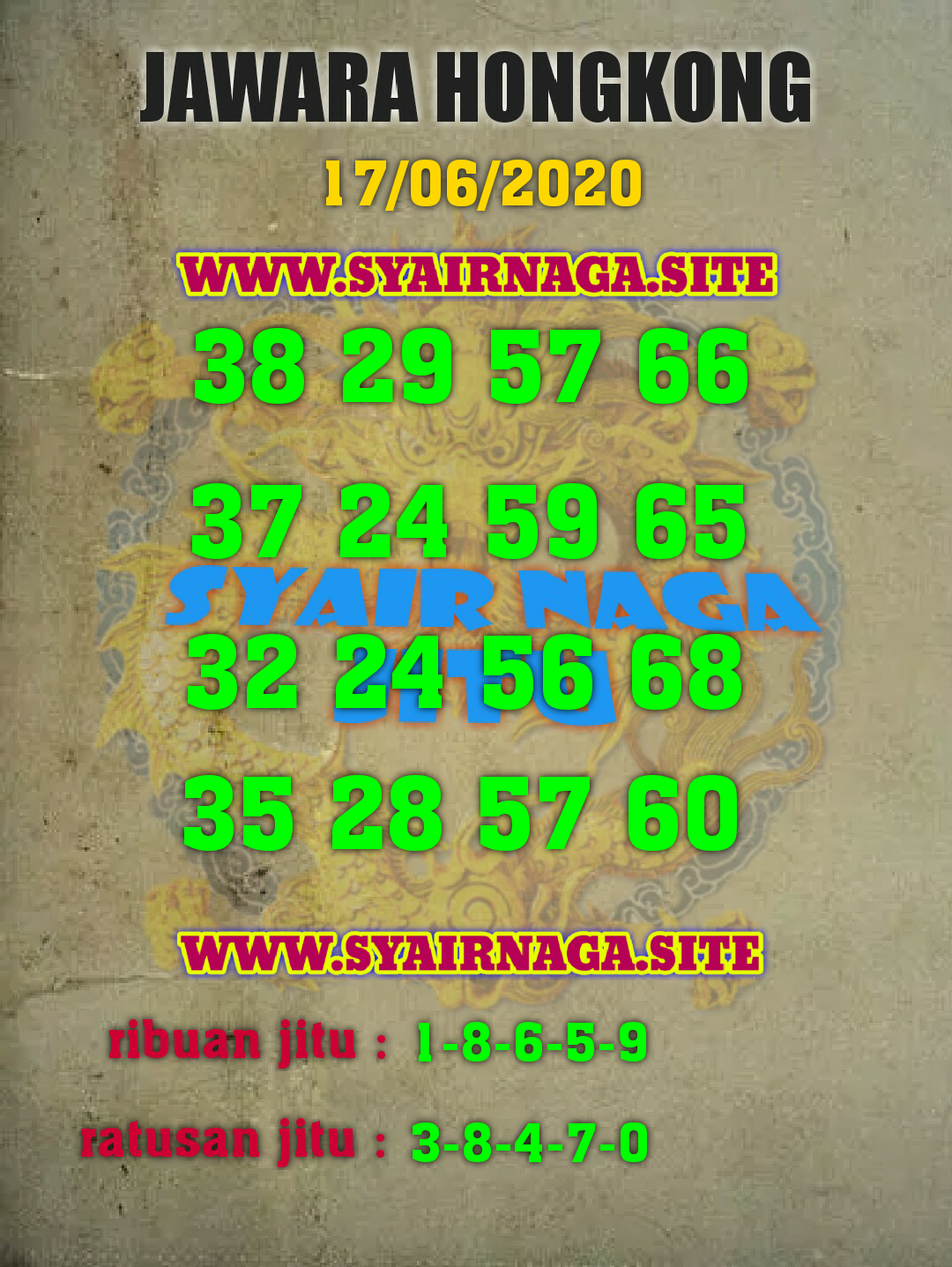 Syair Hk 17 Juni 2020 Prediksi Togel Hk Rabu 17 Juni