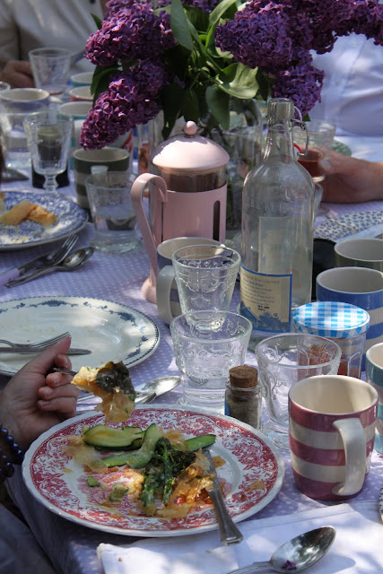 easter lunch under the lilac tree