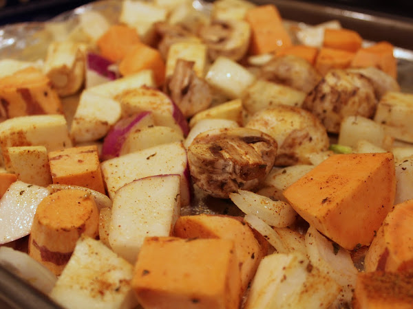 No greens for that new baby! (Roasted root vegetables with smokey seasoning)