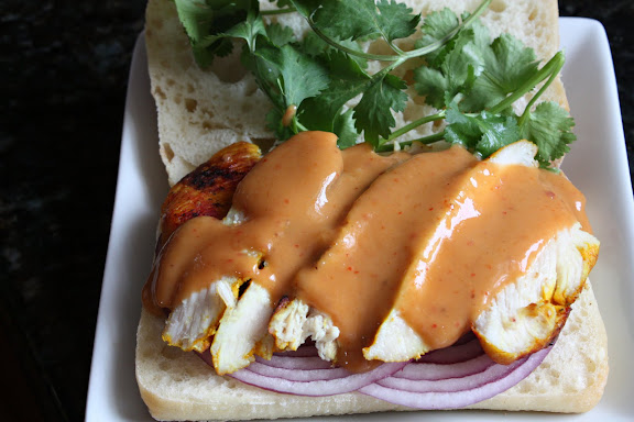 chicken satay sandwich