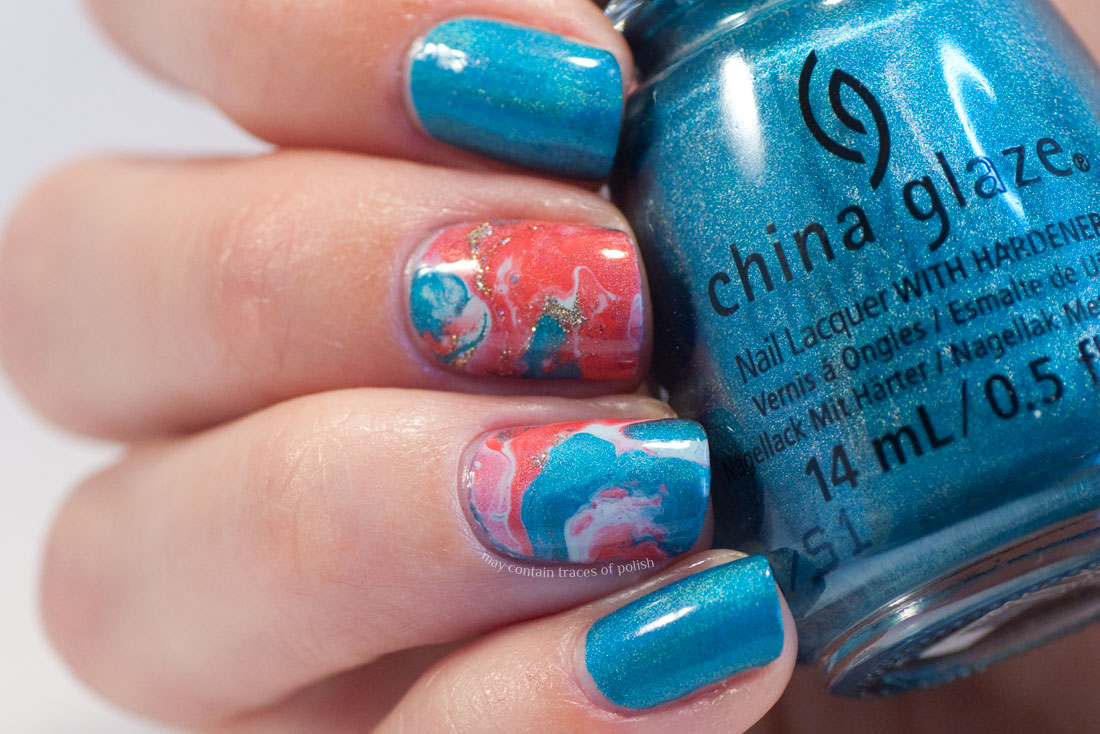 31 Day Challenge: Day 5, Blue Nails - China Glaze DV8 fluid nail art