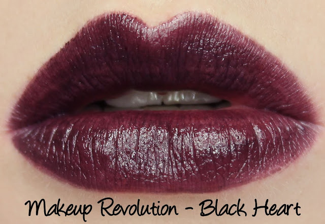 Makeup Revolution Amazing Lipstick - Black Heart Swatches & Review
