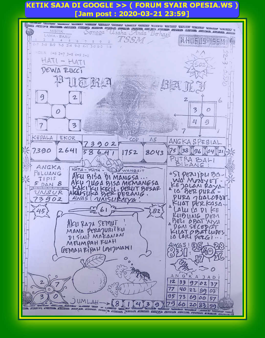 1 New Message Kode Syair Singapore 22 Maret 2020 Forum Syair Togel Hongkong Singapura Sydney