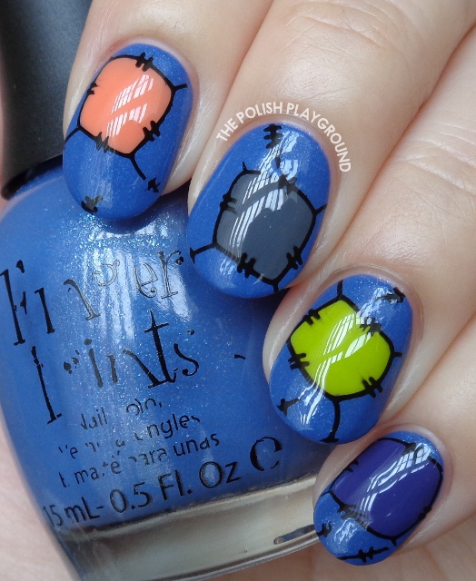 Halloween Inspired Patchwork Stamping Nail Art