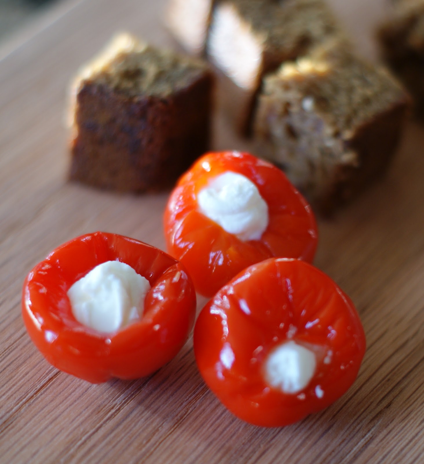 Alice and the Mock Turtle Peppadew Stuffed with Goat Cheese