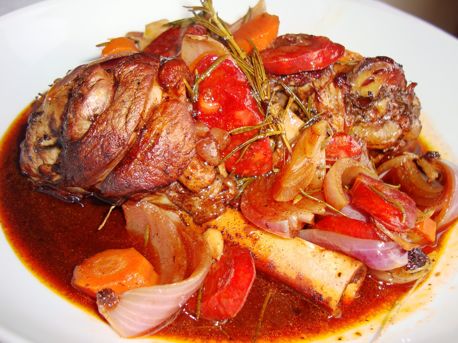 The Coconut Monkey Rioja braised Lamb Shanks with Chorizo