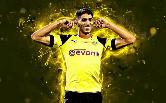Nouveau maillot de football 2019 2020: Achraf Hakimi Maroc -Maillot Borussia Dortmund